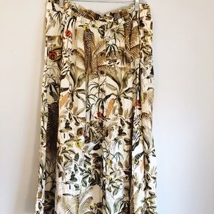 H&M safari print button down midi skirt